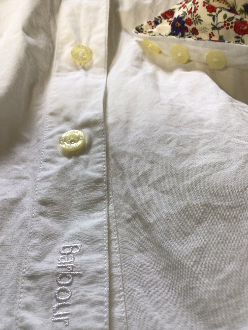 Barbour White Button Down Shirt with Liberty Floral Cuff Trim 8 - Picture 4 of 14